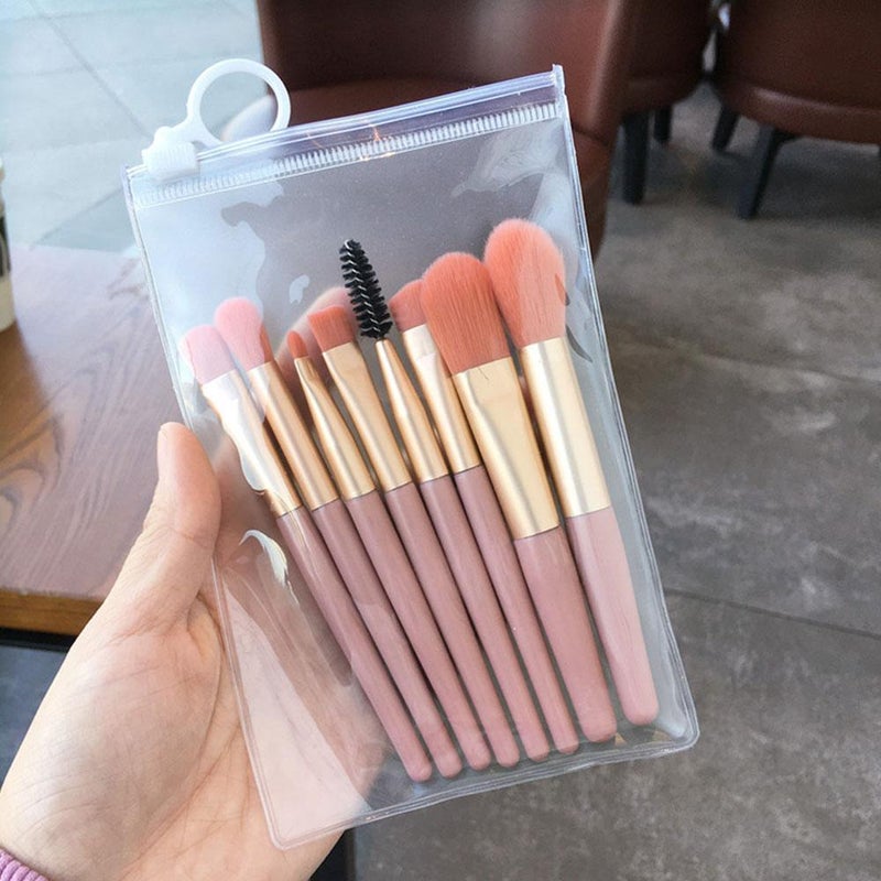 8-piece mini makeup brush set, featuring eyeshadow brushes, foundation brushes, blush brushes, and soft bristles – a convenient beauty tool.